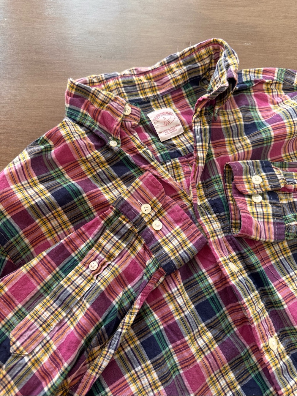 Brooks Brothers 346 Mens Small Multicolor Plaid Button Down Long Sleeve Shirt S